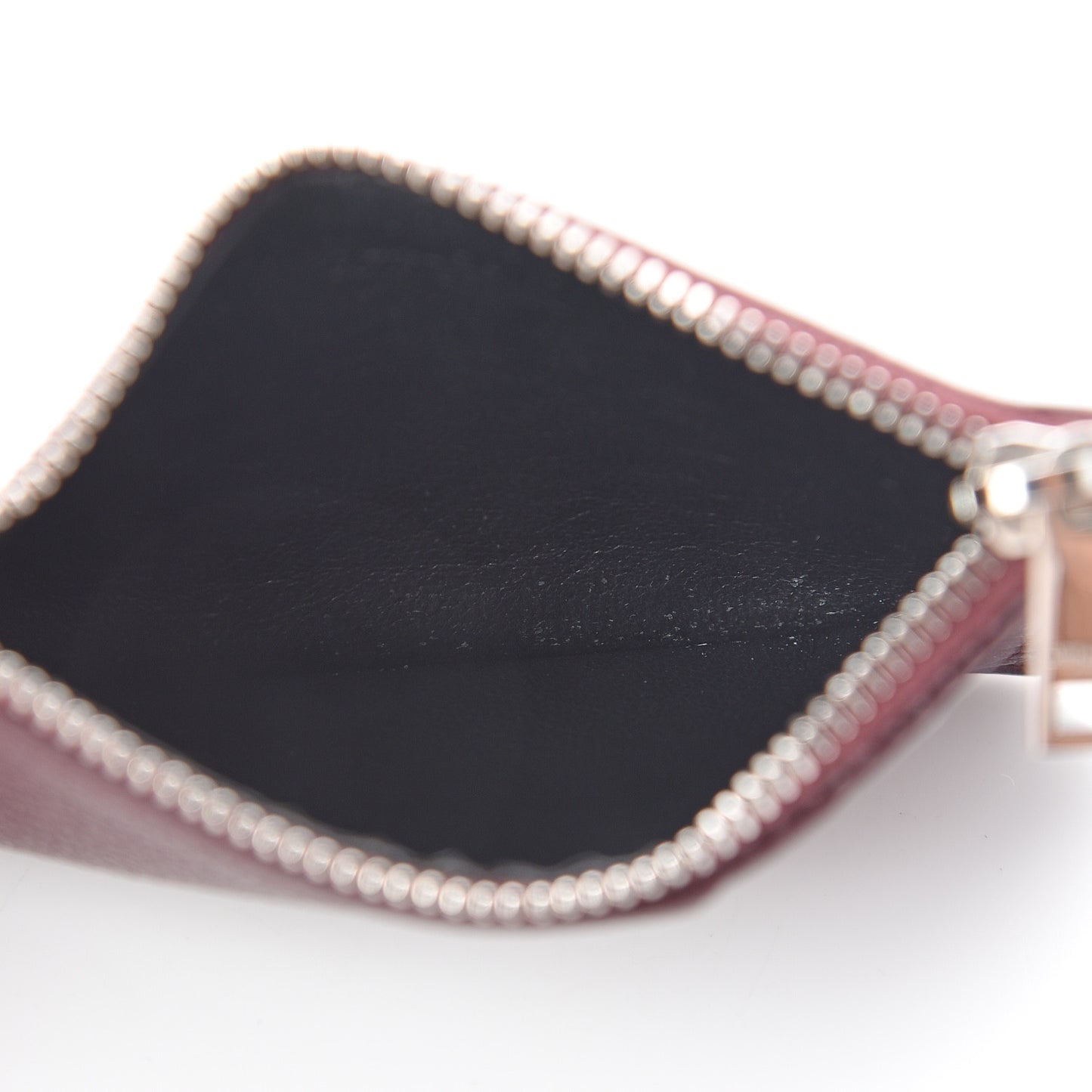 Grained Calfskin 5 Fragments Zip Pouch Card Holder Bordeaux