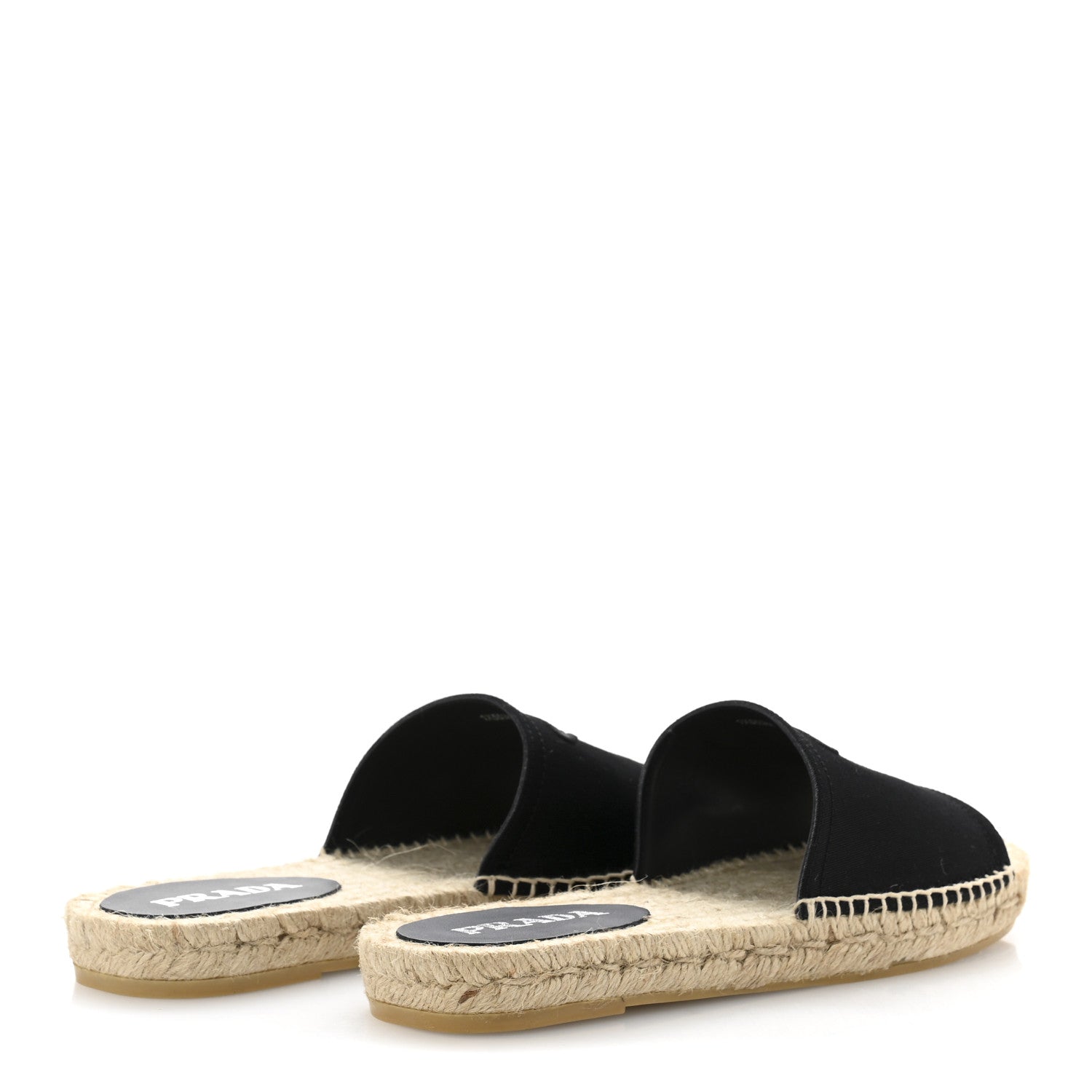 Prada Canvas Gabardine Triangle Logo Espadrilles Sandals 40 Black 5 of 10