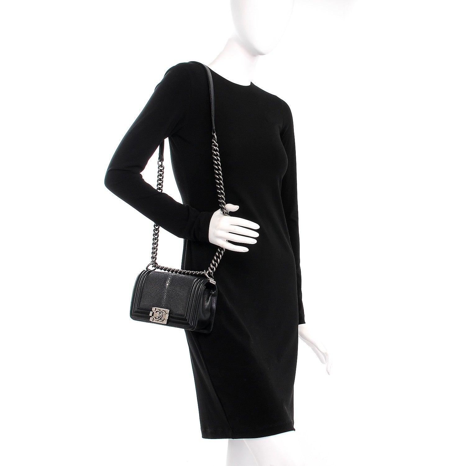 Chanel Galuchat Stingray Small Boy Flap Black 2 of 9