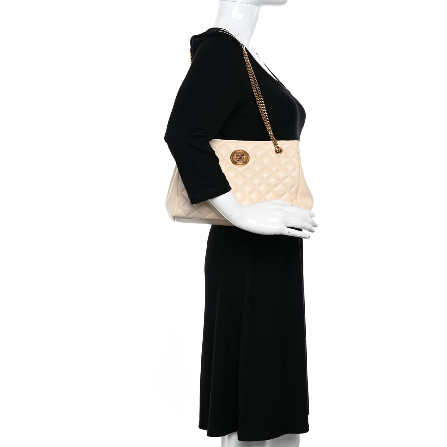 Nappa Quilted Medusa Chain Bag Beige