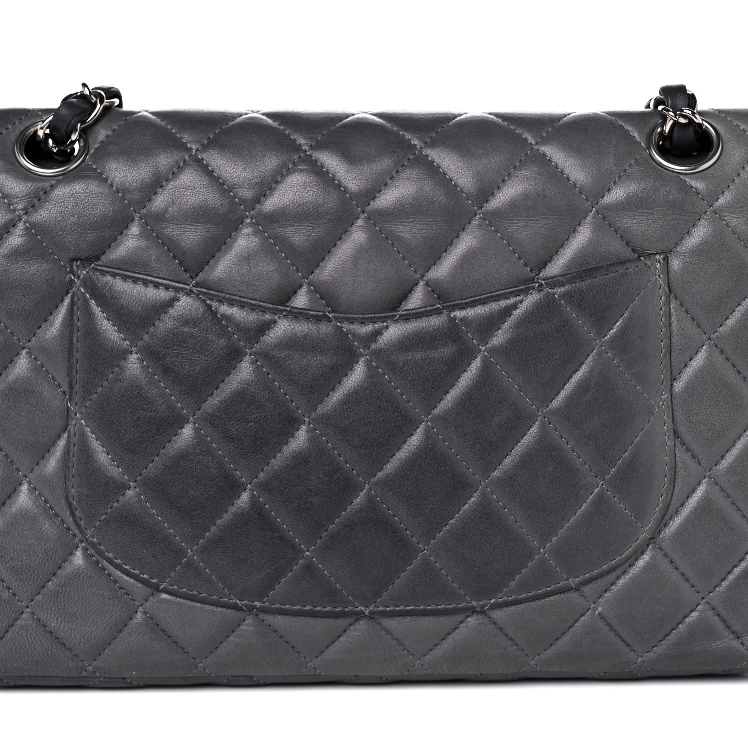 Chanel Lambskin Quilted Medium Double Flap Dark Grey 20 of 26