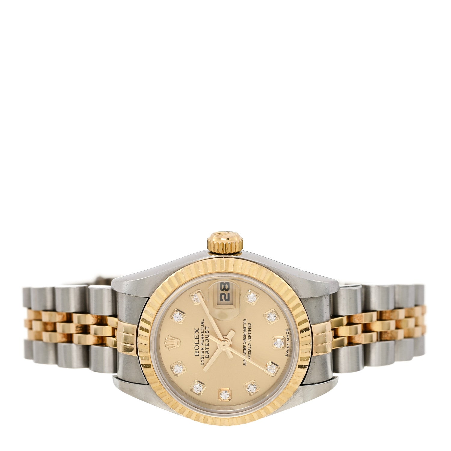 Rolex Stainless Steel 18K Yellow Gold Diamond 26mm Oyster Perpetual Datejust Watch Champagne 79173 2 of 6