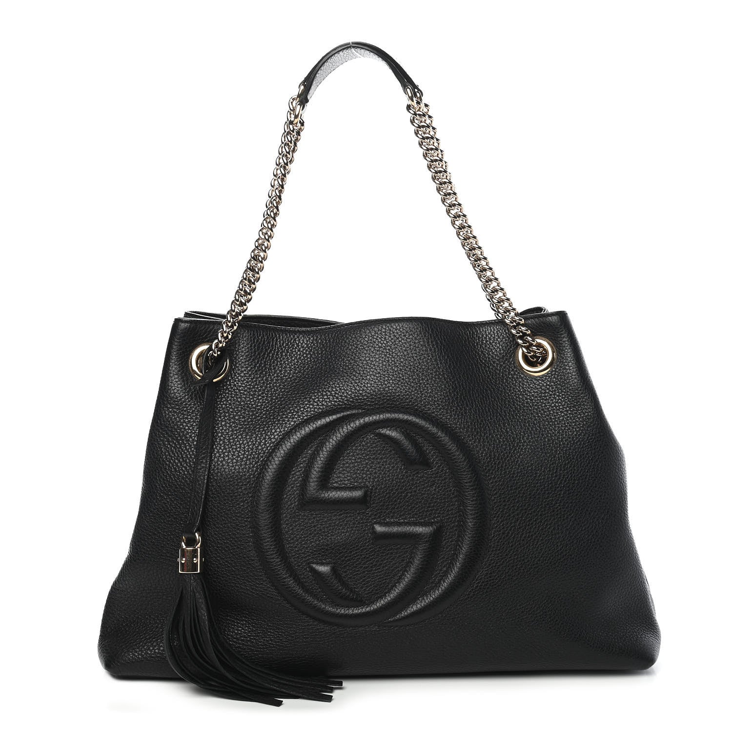 Gucci Pebbled Calfskin Medium Soho Chain Shoulder Bag Black 1 of 9