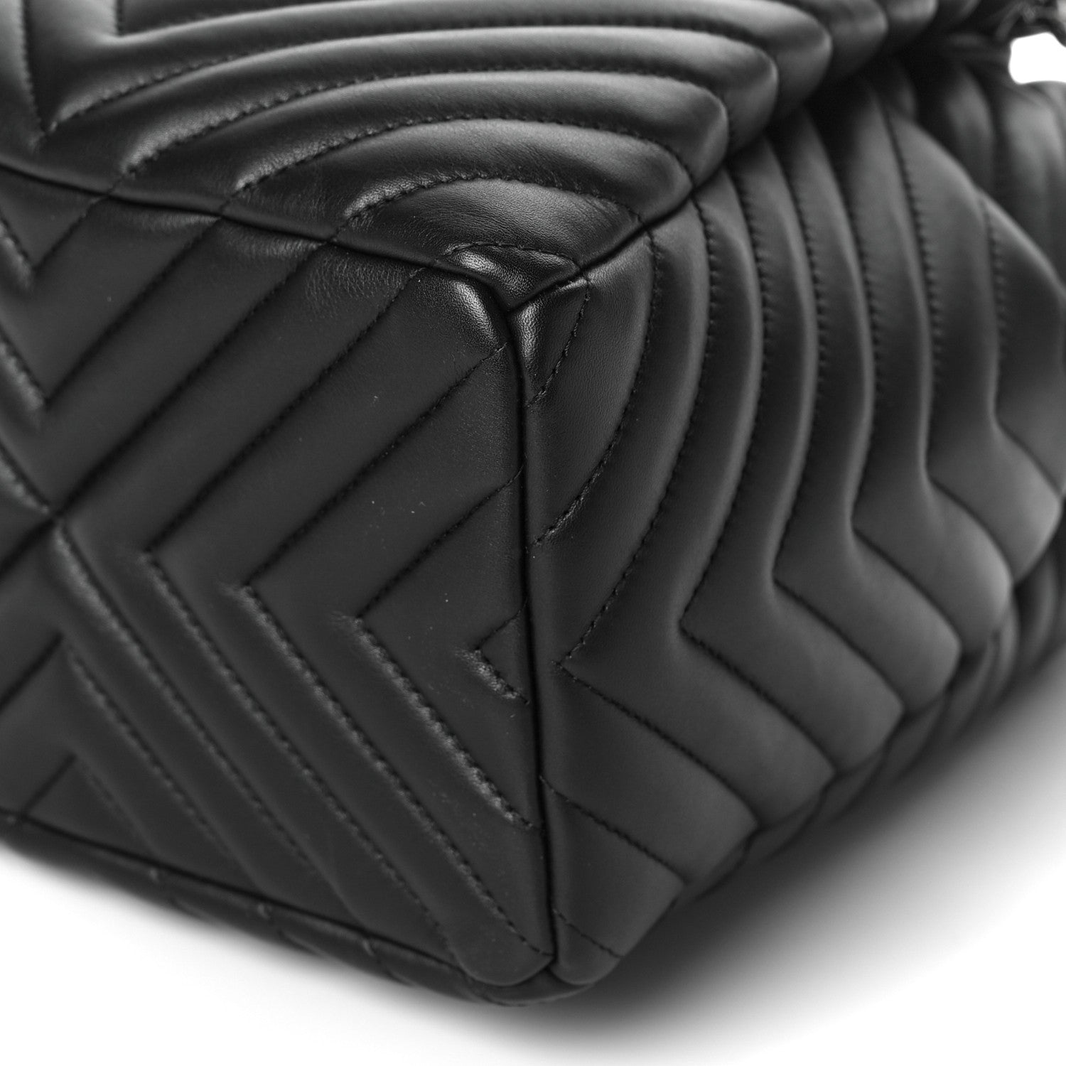 Chanel Lambskin Chevron Small Urban Spirit Drawstring Bag Black 8 of 8