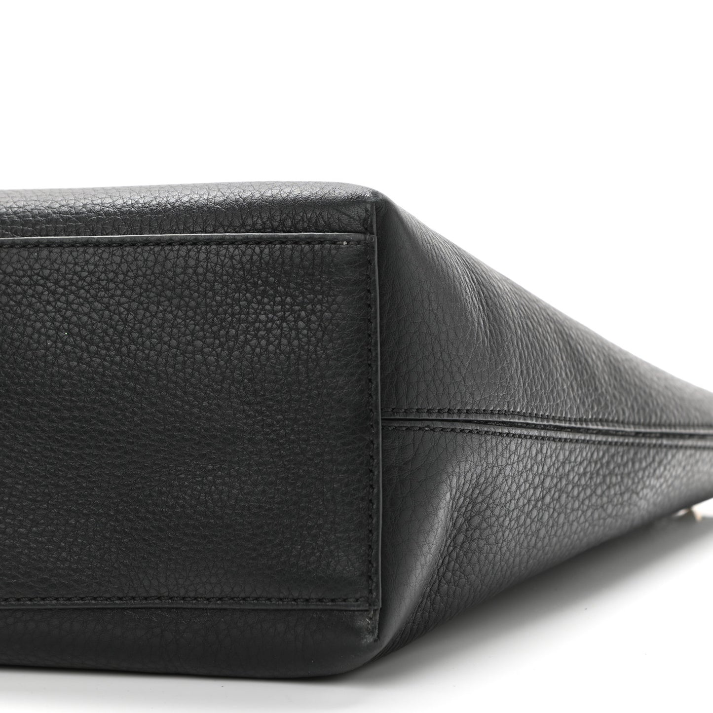 Grained Calfskin Rockstud Shoulder Tote Black