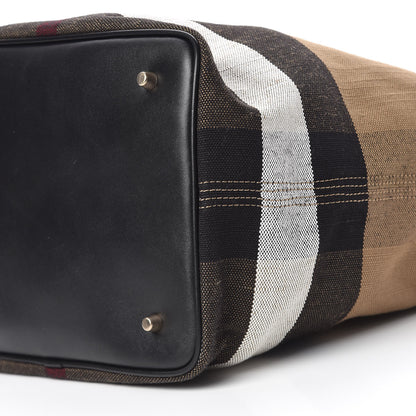 Burberry Grainy Calfskin Canvas Mega Check Medium Ashby Tassel Hobo Black 8 of 9