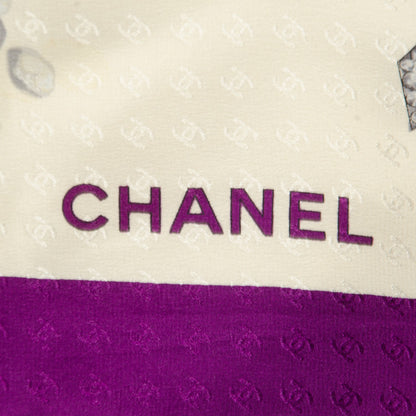 Chanel Silk Jewels Chain Scarf Beige Purple 4 of 4