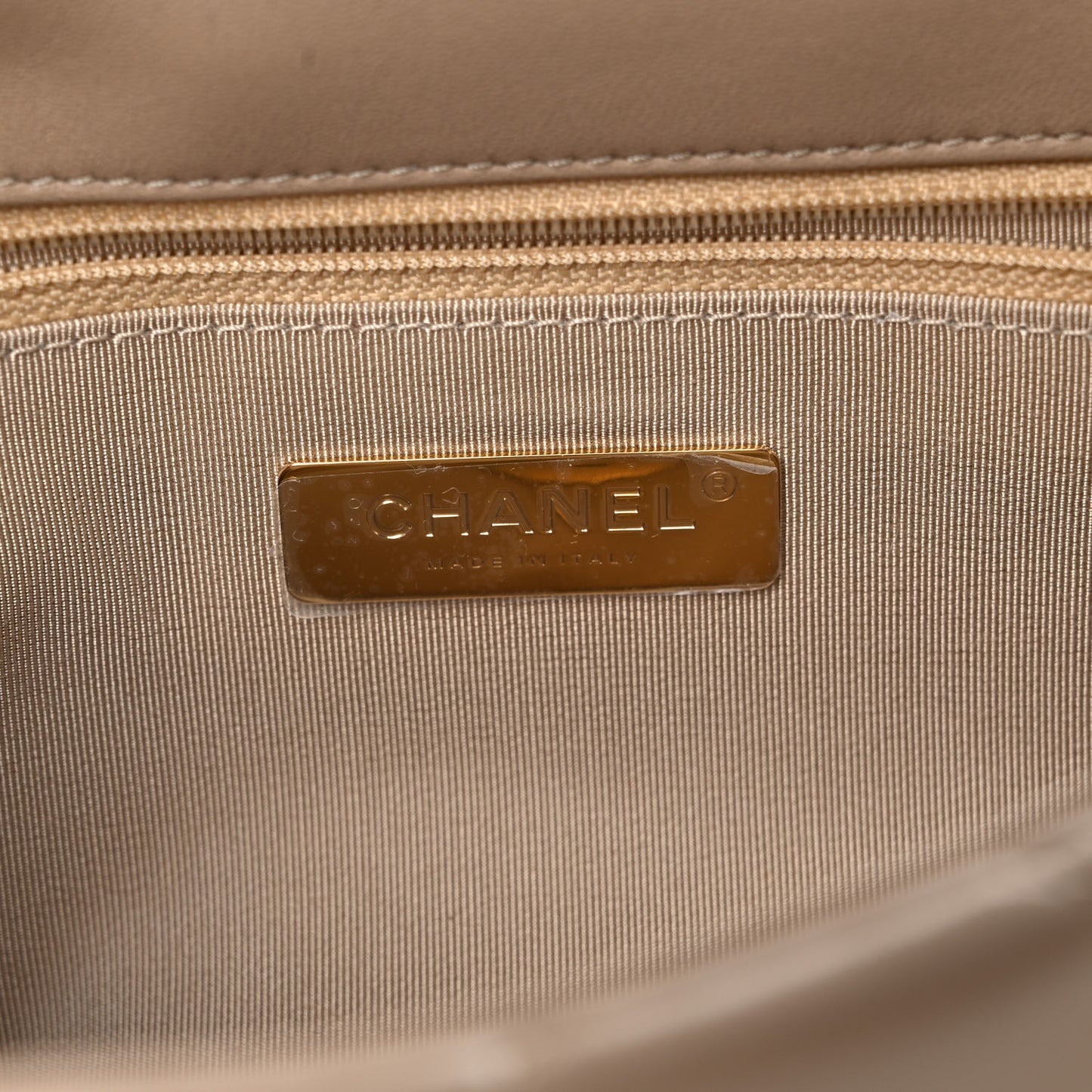 Lambskin Quilted Medium Chanel 19 Flap Dark Beige