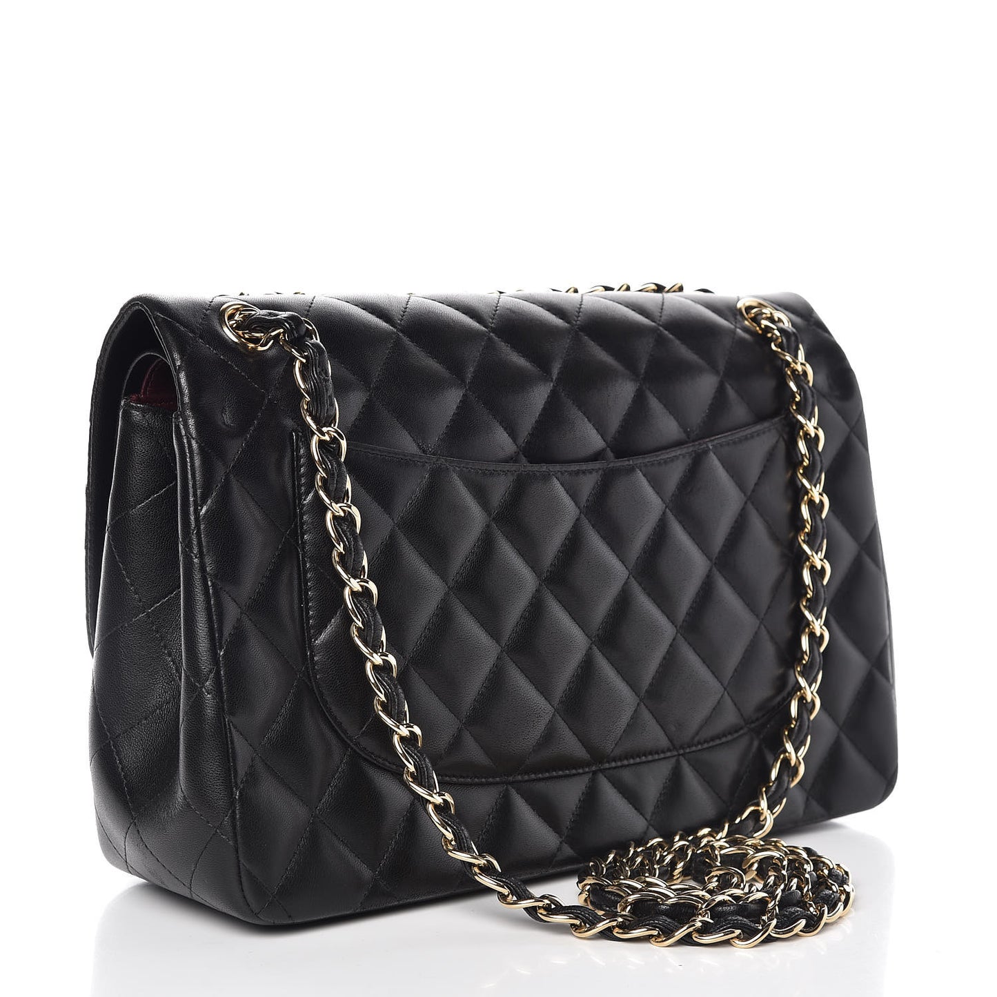 Lambskin Quilted Jumbo Double Flap Black