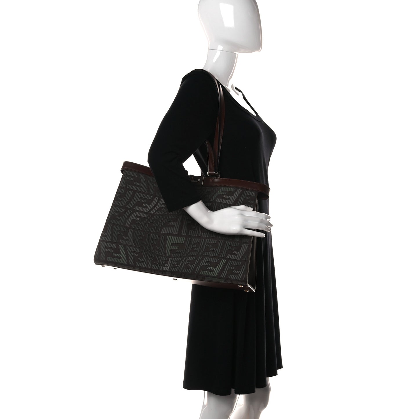 X SARAH COLEMAN Canvas FF Fish Eye Embroidered Medium Peekaboo X-Tote Amazzonia Ghianda