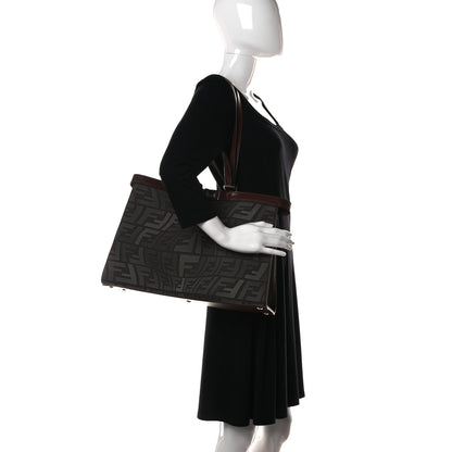 Fendi X SARAH COLEMAN Canvas FF Fish Eye Embroidered Medium Peekaboo X-Tote Amazzonia Ghianda 2 of 9
