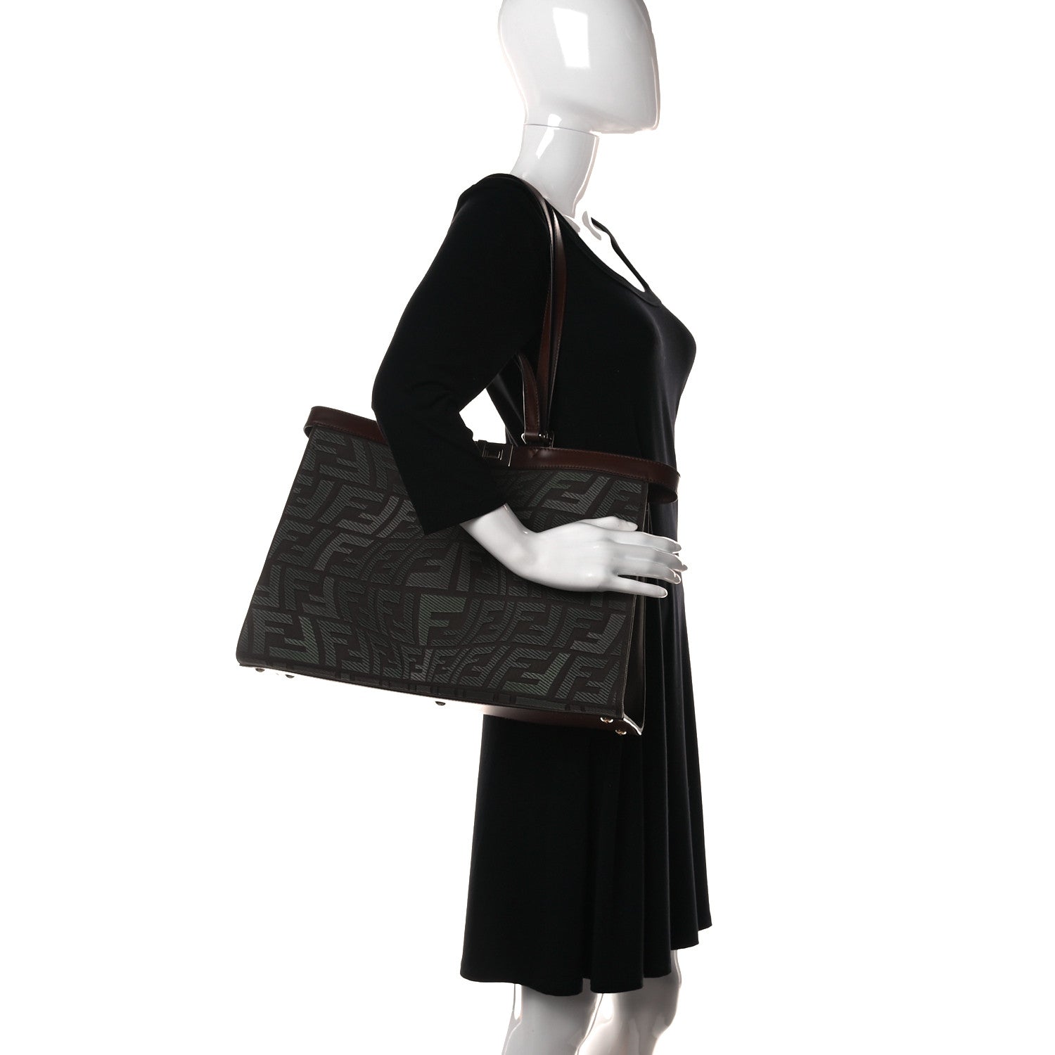 Fendi X SARAH COLEMAN Canvas FF Fish Eye Embroidered Medium Peekaboo X-Tote Amazzonia Ghianda 2 of 12