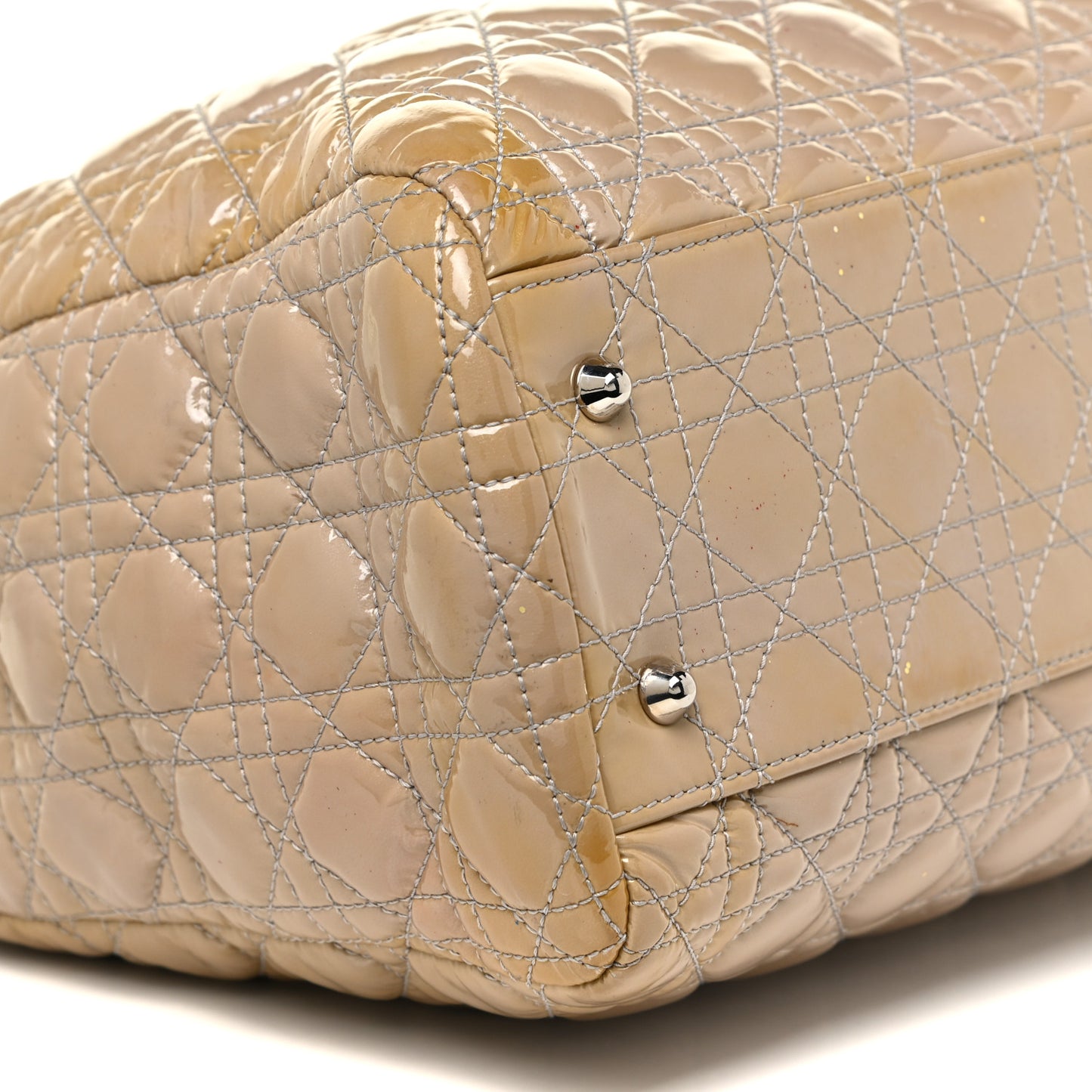 Patent Cannage Large Dior Soft Shopping Tote Beige