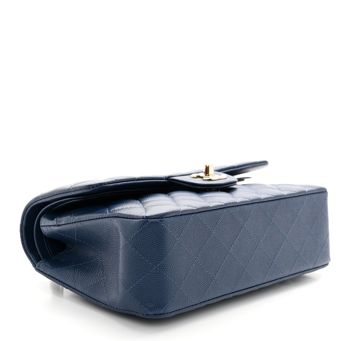 Caviar Quilted Small Double Flap Navy