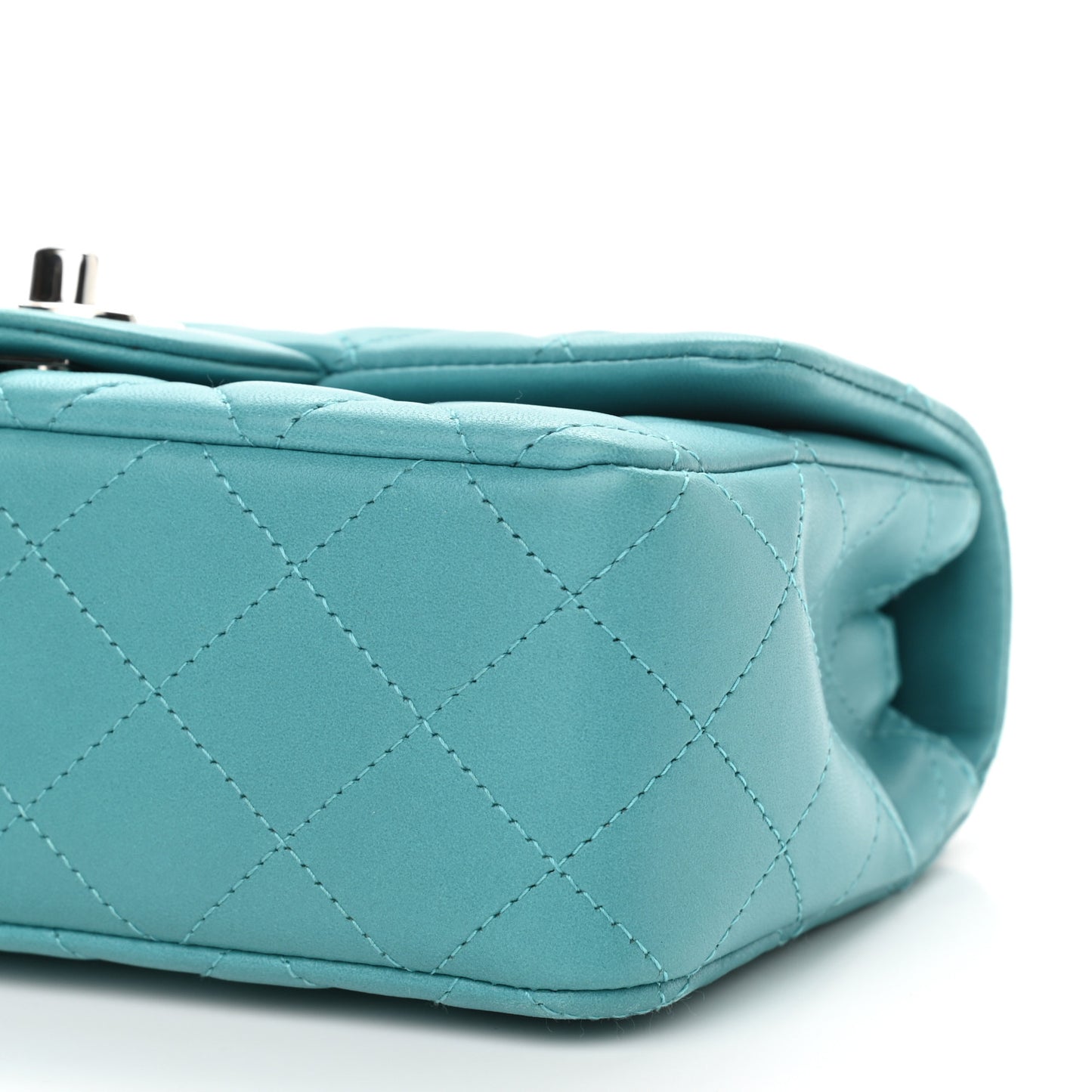 Lambskin Quilted Mini Rectangular Flap Turquoise