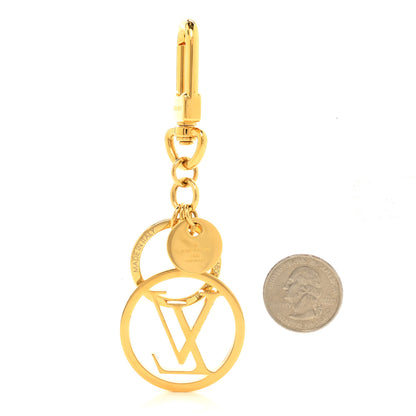 Louis Vuitton Metal LV Circle Bag Charm Key Holder Gold 2 of 4