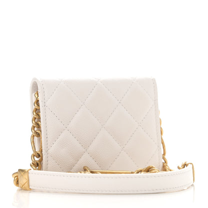 Chanel Caviar Quilted Bracelet On Chain Clutch White 3 of 13