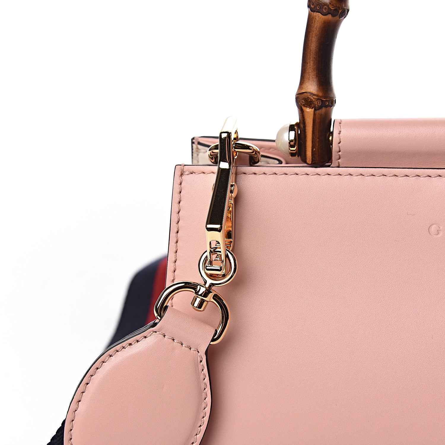 Gucci Nappa Bamboo Web Mini Nymphaea Top Handle Bag Perfect Pink Mystic White 10 of 16
