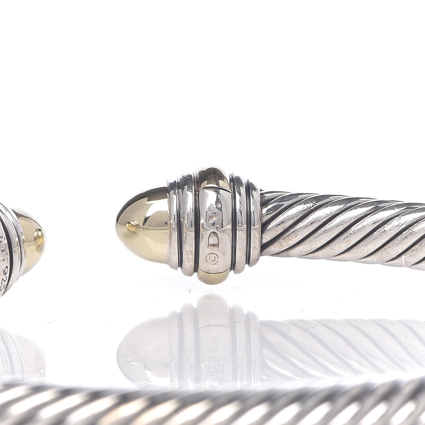 Sterling Silver 14K Yellow Gold 5mm Cable Classics Dome Bracelet