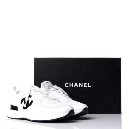 Chanel Calfskin Mesh Lycra Suede Womens Logo Sneakers 37.5 White 11 of 11