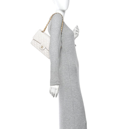 Chanel Tweed Medium Double Flap White 2 of 10