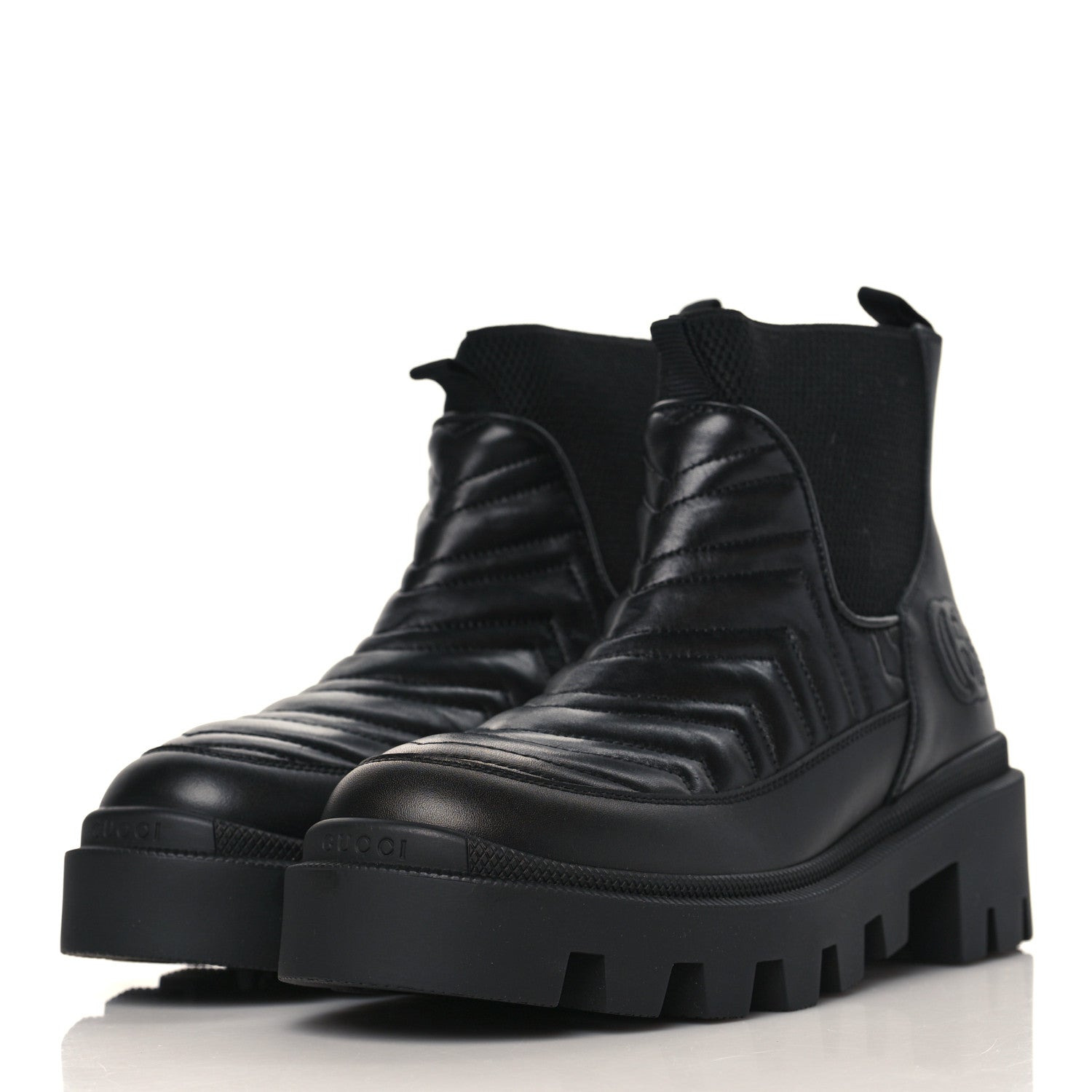 Gucci Calfskin Nappa Matelasse Frances Chelsea Boots 36 Black 3 of 9