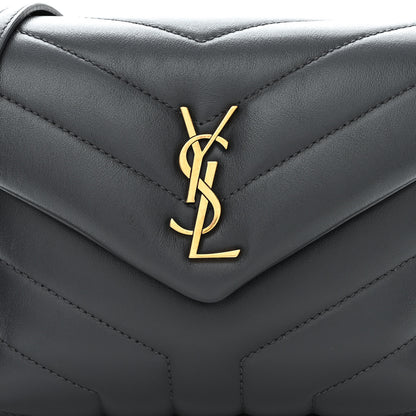 Saint Laurent Calfskin Y Quilted Monogram Toy Loulou Crossbody Bag Dark Smog 8 of 13