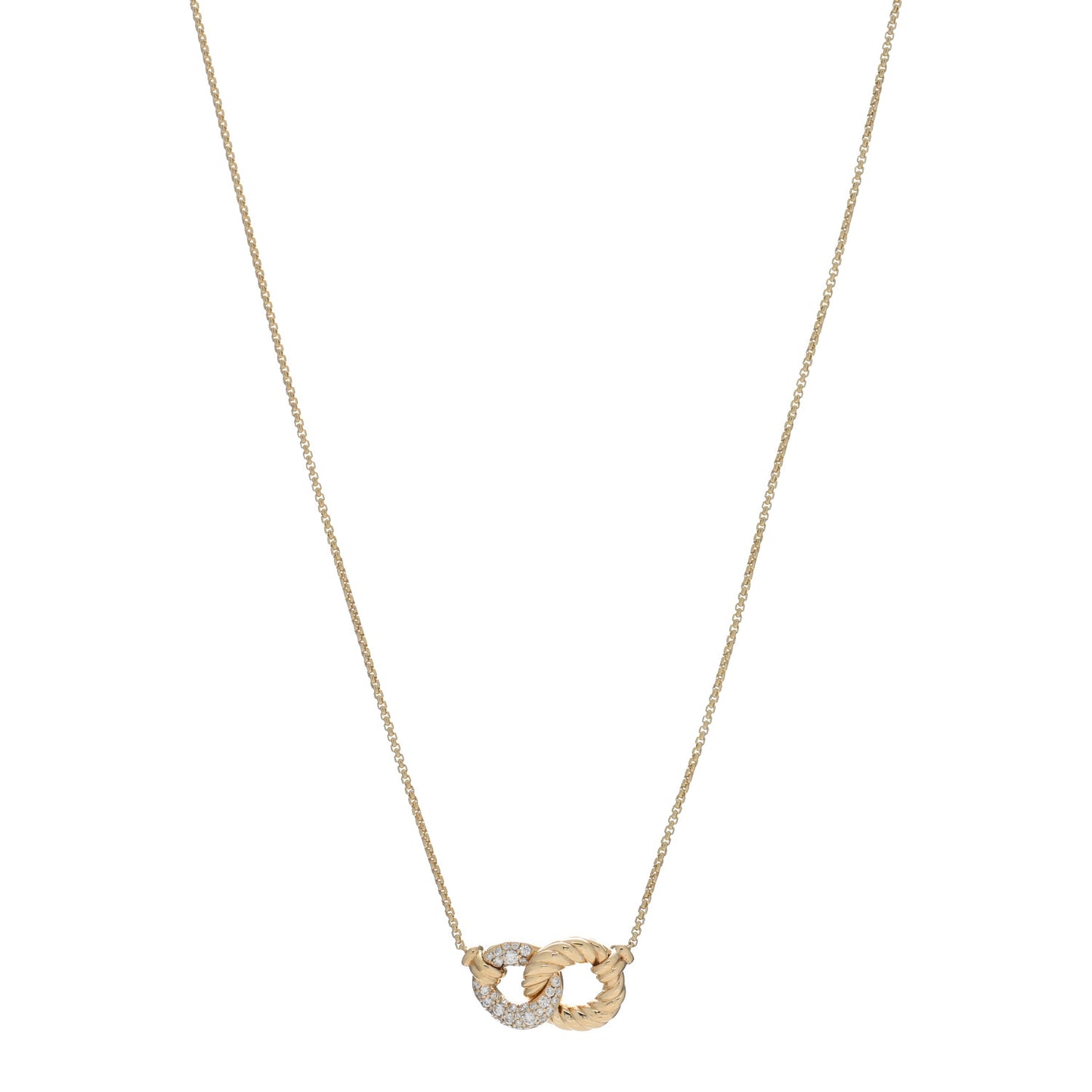 18K Yellow Gold Diamond Pave Extra-Small Belmont Pendant Necklace