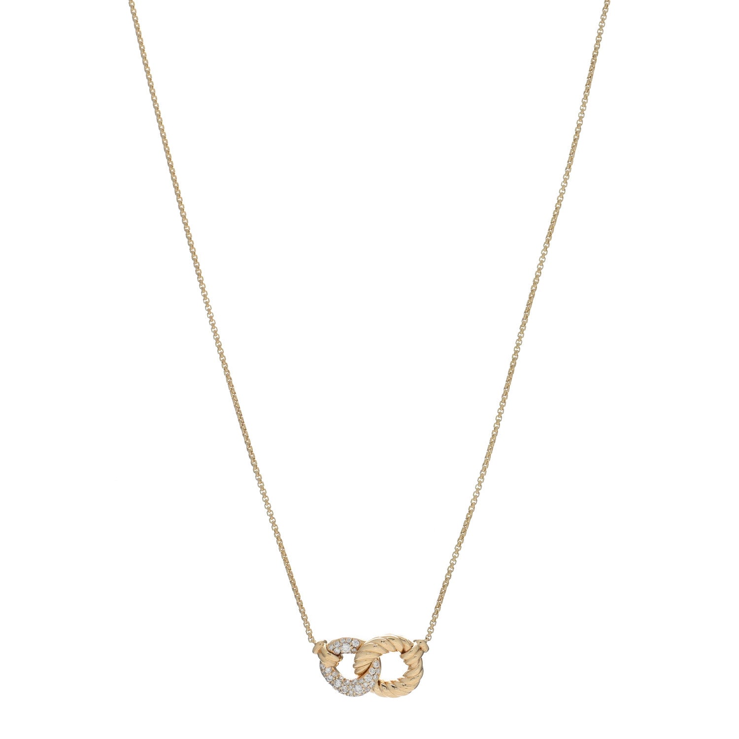 David Yurman 18K Yellow Gold Diamond Pave Extra-Small Belmont Pendant Necklace 1 of 4