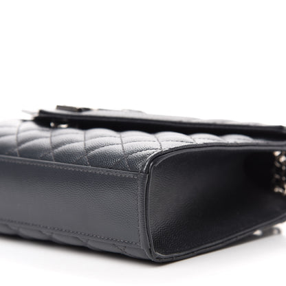 Saint Laurent Grain De Poudre Textured Mixed Matelasse Triquilt Medium Monogram Satchel Deep Marine 7 of 11