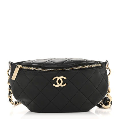 Chanel Lambskin Enamel Quilted Waist Bag Black 1 of 14