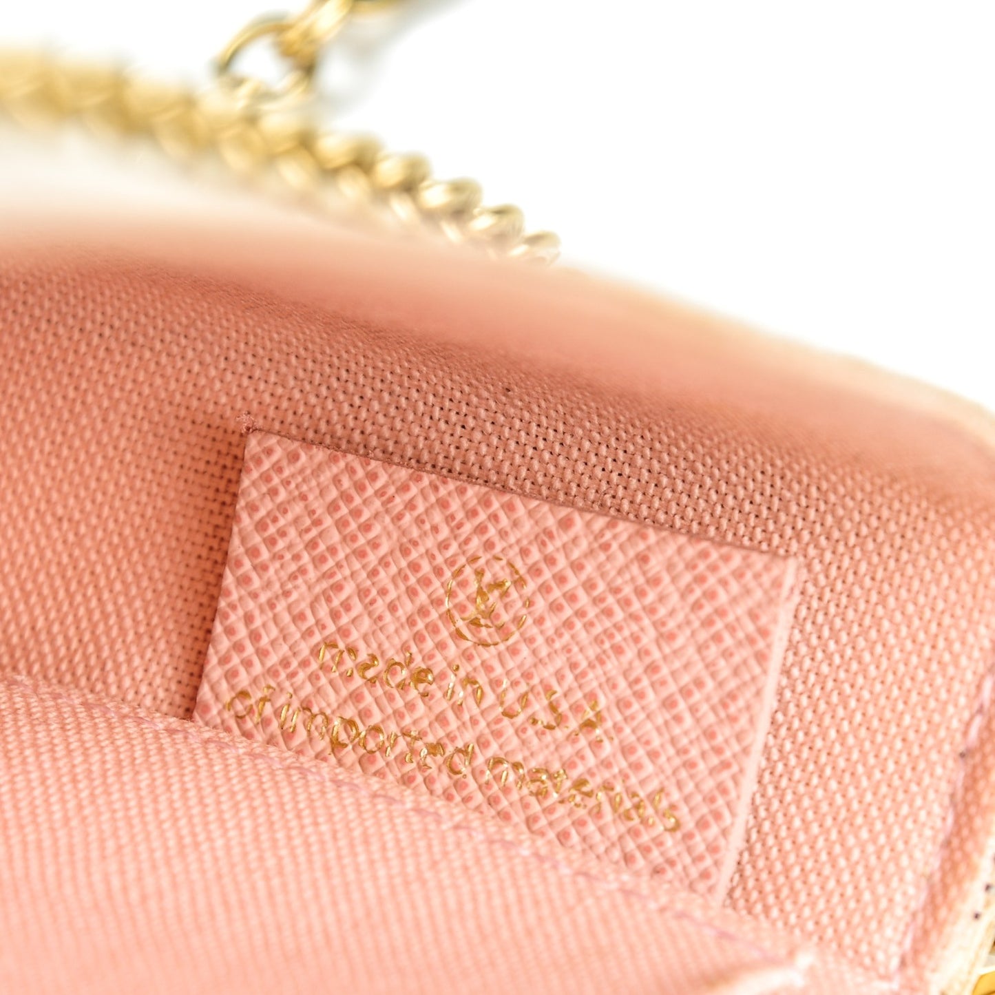 Damier Azur Pochette Felicie Chain Wallet Rose Ballerine
