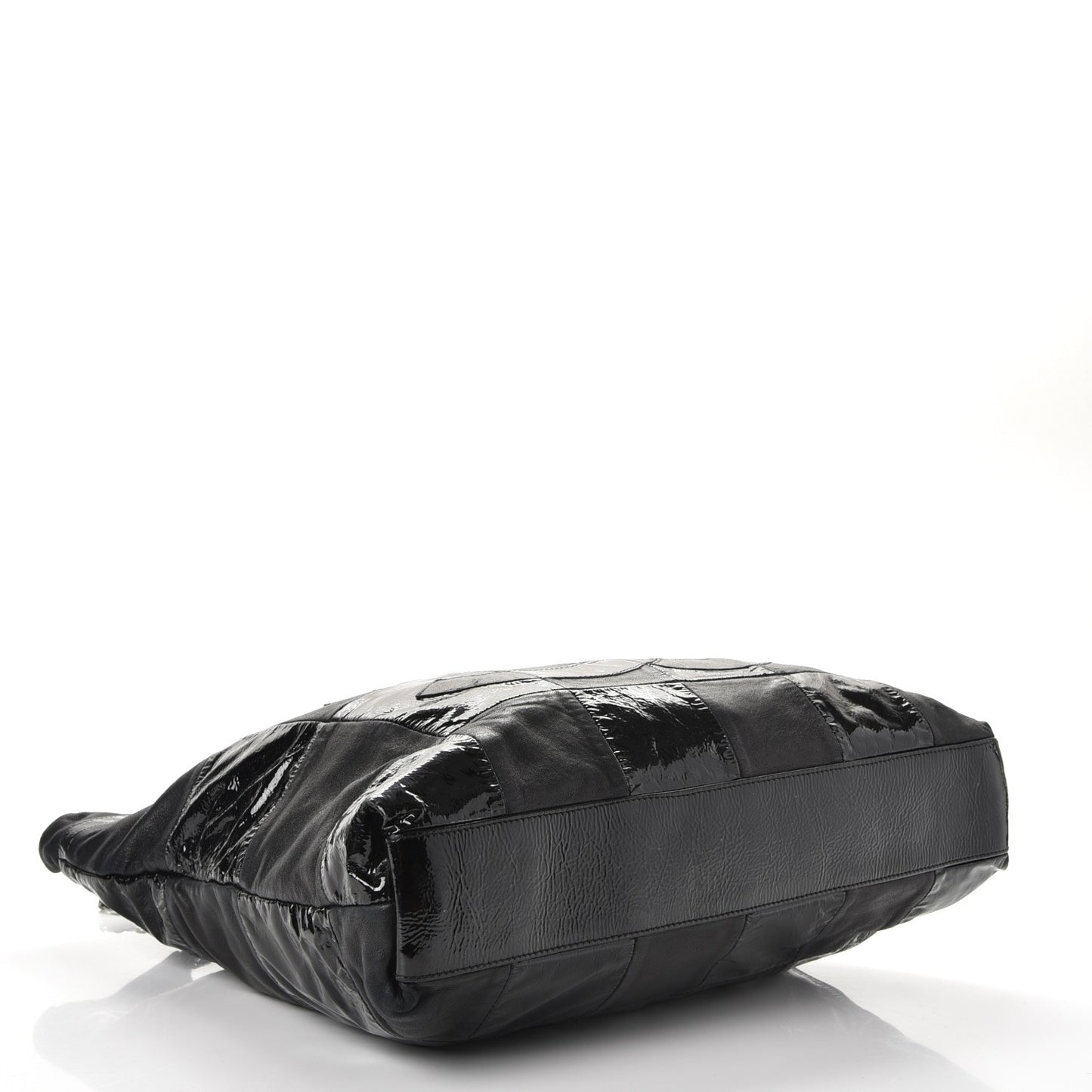 Patent Calfskin Patchwork Brooklyn Tote Black