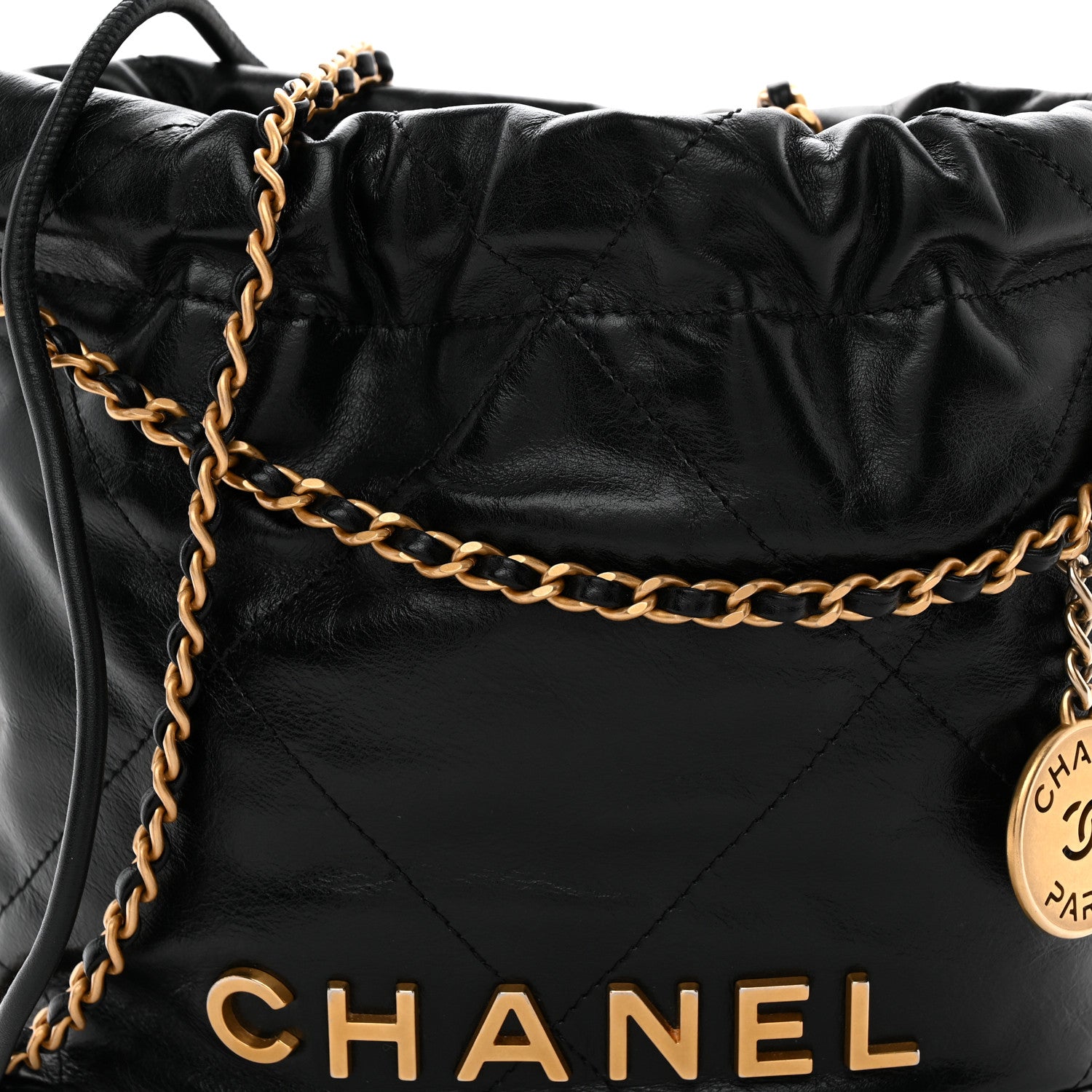 Chanel Shiny Calfskin Quilted Mini Chanel 22 Black 8 of 11