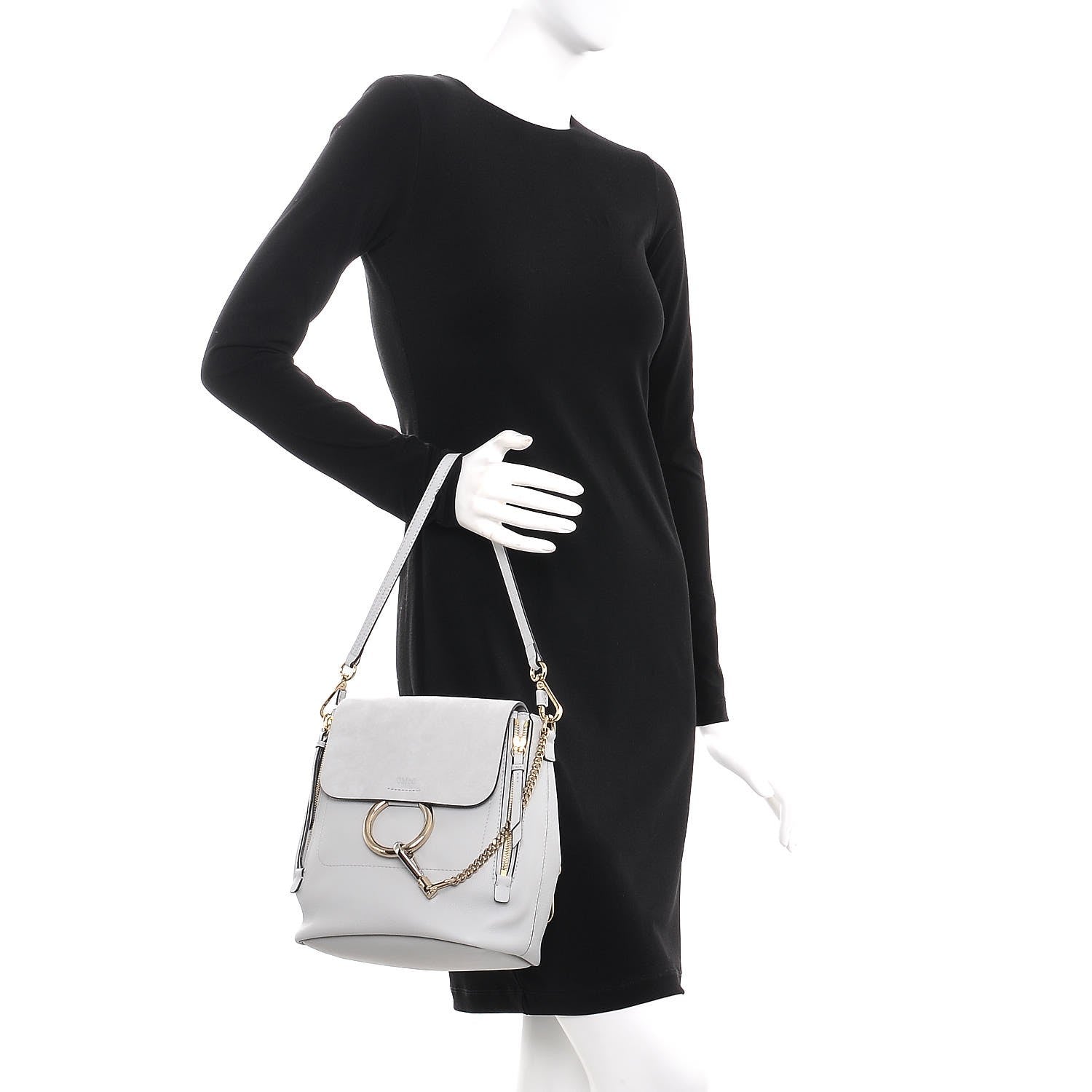 Chloe Suede Calfskin Small Faye Backpack Airy Grey 3 of 8