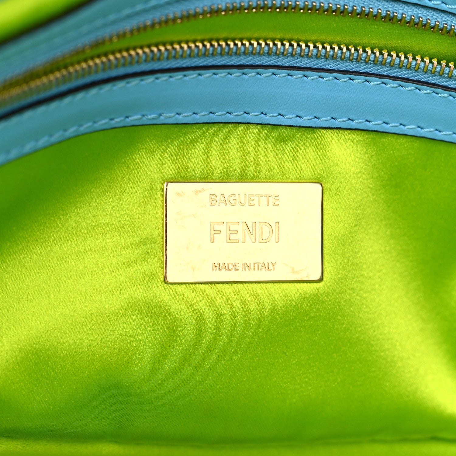 Fendi X SARAH COLEMAN Glazed Canvas Vitello King FF Vertigo Baguette 1997 Cyber Blue White 6 of 11