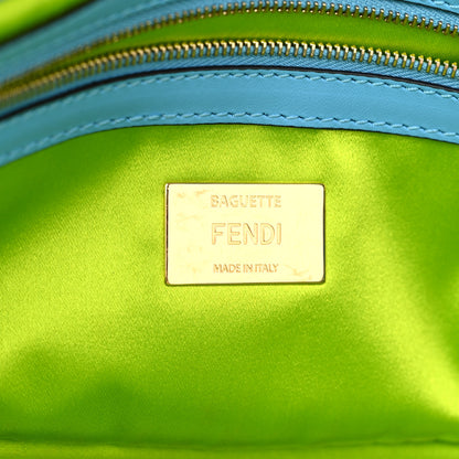 Fendi X SARAH COLEMAN Glazed Canvas Vitello King FF Vertigo Baguette 1997 Cyber Blue White 6 of 11