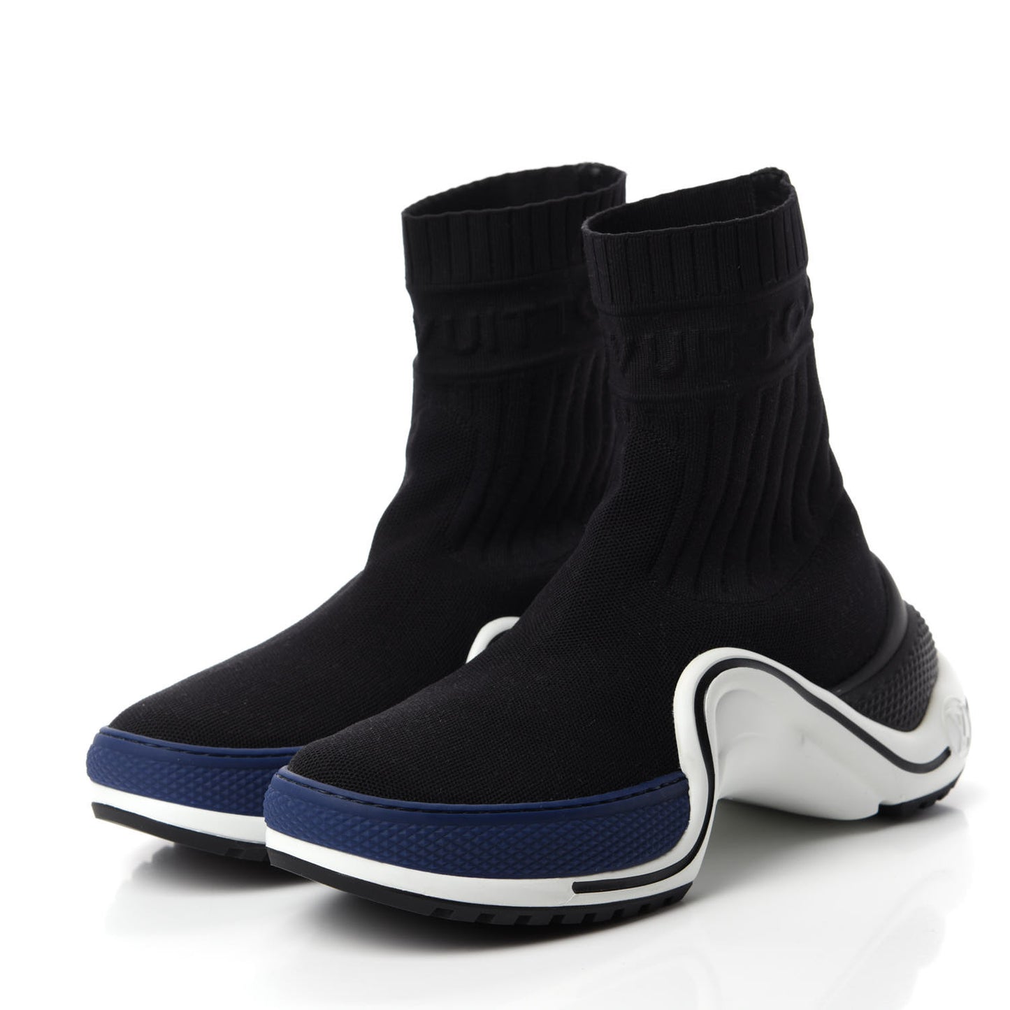 Stretch Textile LV Archlight Sneaker Boots 38 Black Blue