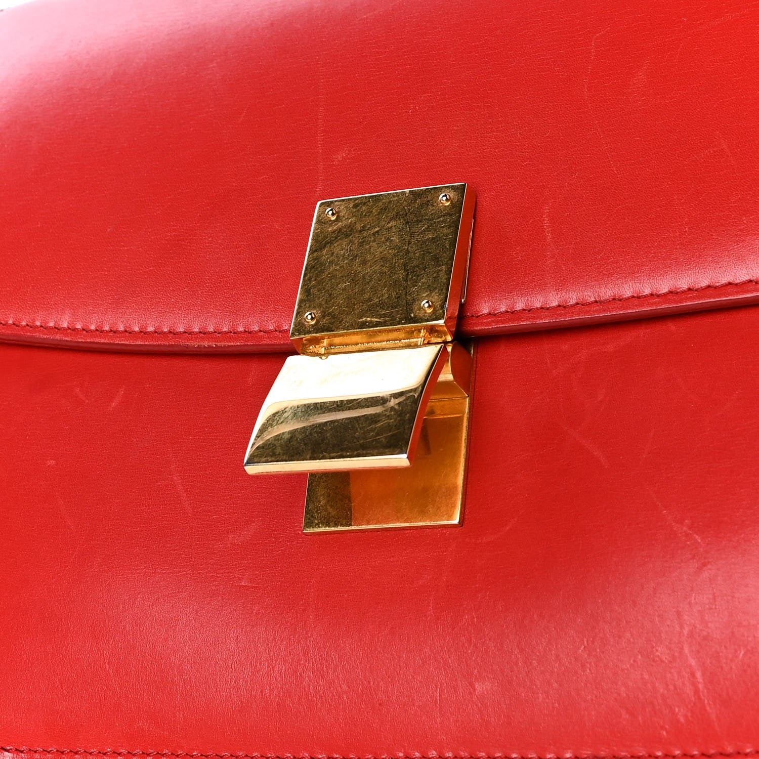 Celine Box Calfskin Medium Classic Box Flap Bag Red 13 of 14