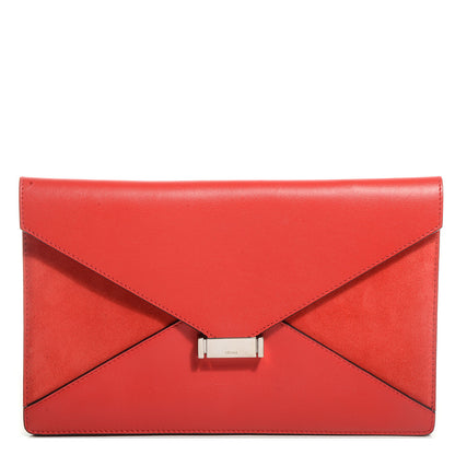 Celine Leather Suede Diamond Clutch Red 1 of 8