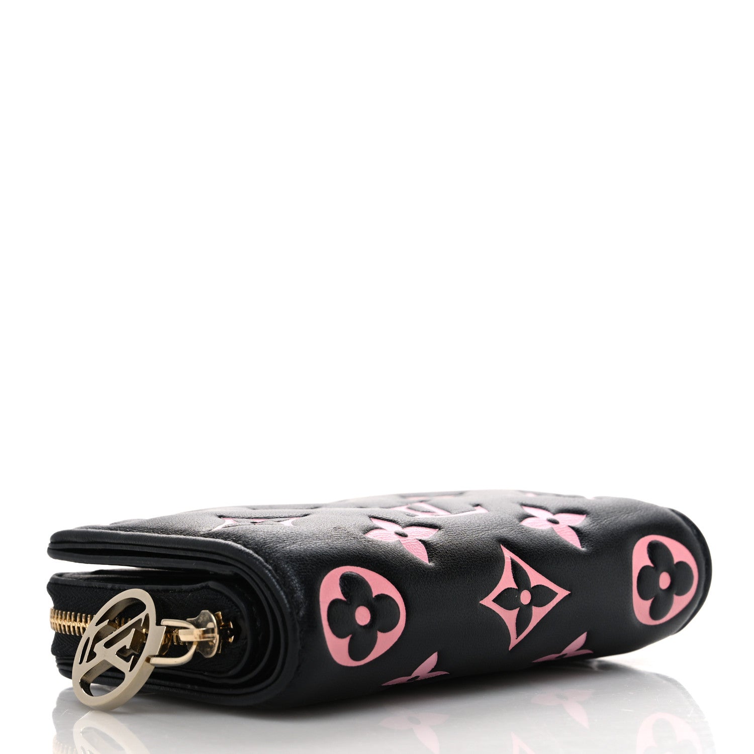 Louis Vuitton Lambskin Embossed Monogram LV Ski Lou Coussin Wallet Black Pink 4 of 8