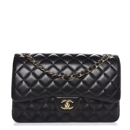 Chanel Lambskin Quilted Jumbo Double Flap Black 1 of 7