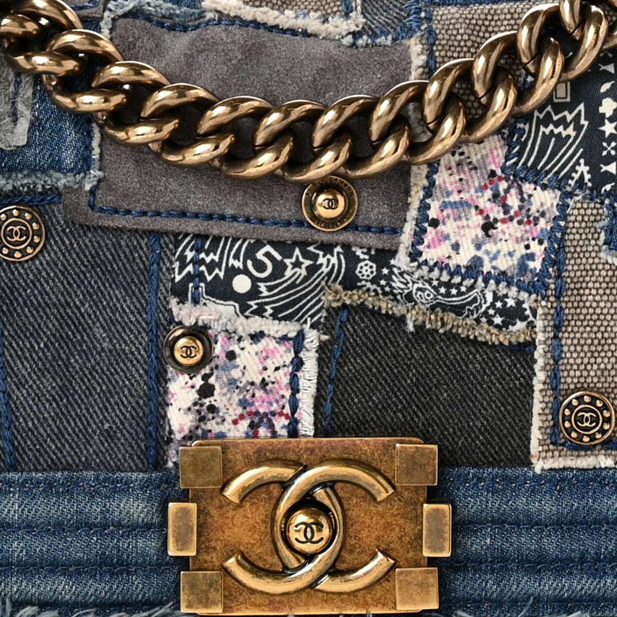 Chanel Denim Patchwork Small Boy Flap Blue 8 of 10