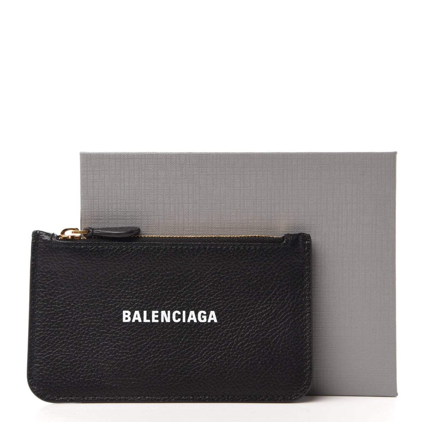 Grained Calfskin Logo Cash Long Coin Card Holder Black White