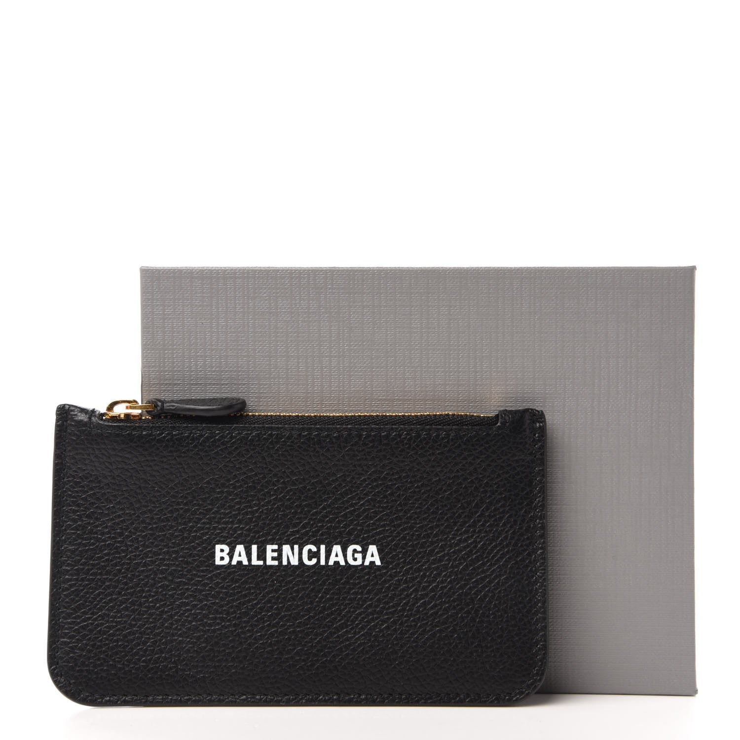 Balenciaga Grained Calfskin Logo Cash Long Coin Card Holder Black White 10 of 10