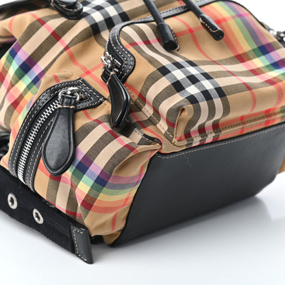 Burberry Vintage Rainbow Check Small Rucksack Backpack Antique Yellow 8 of 9