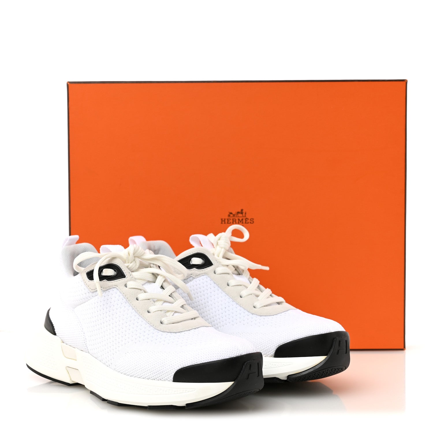 Hermes Technical Knit Suede Heros Sneakers 36 White 11 of 11