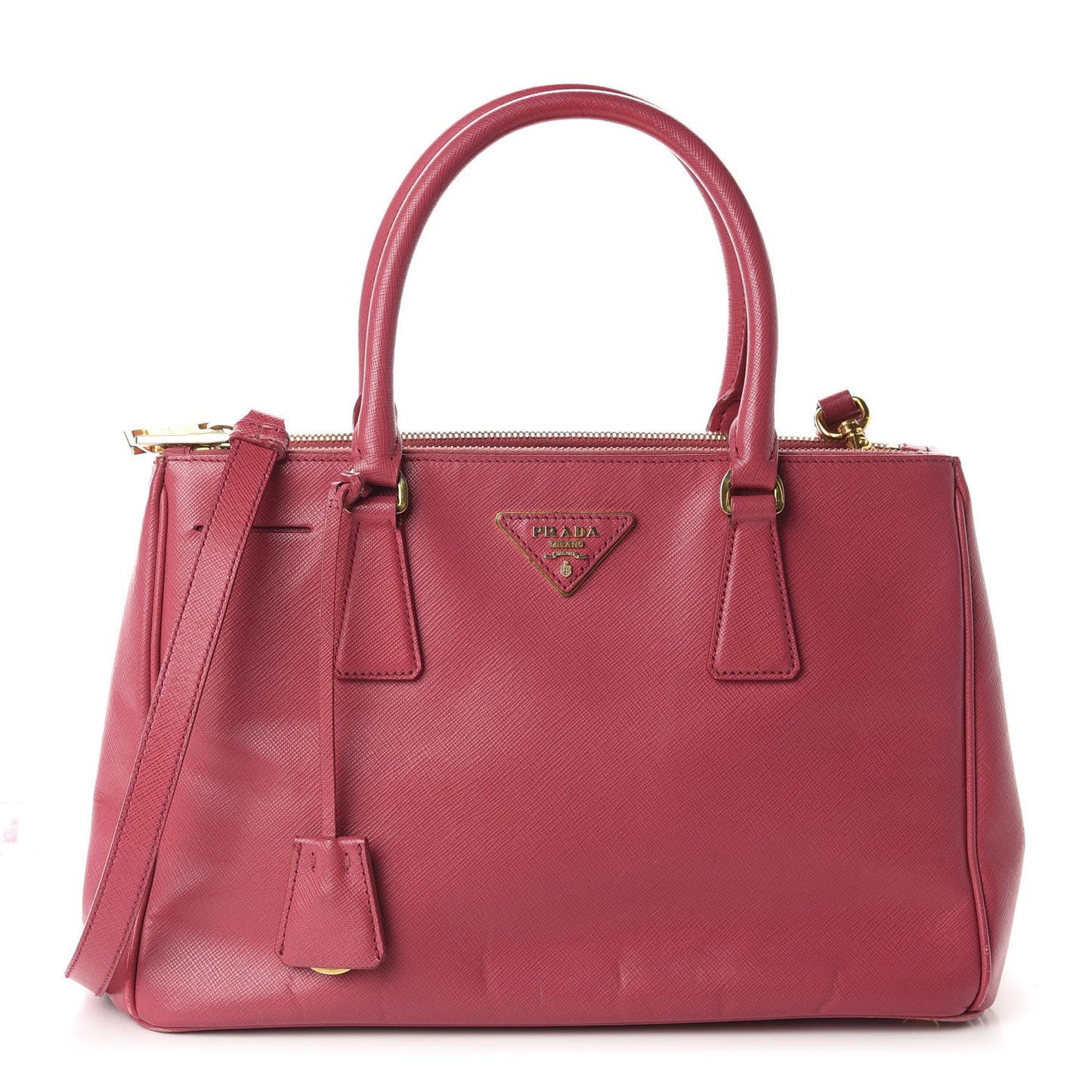 Saffiano Small Galleria Double Zip Tote Fuxia