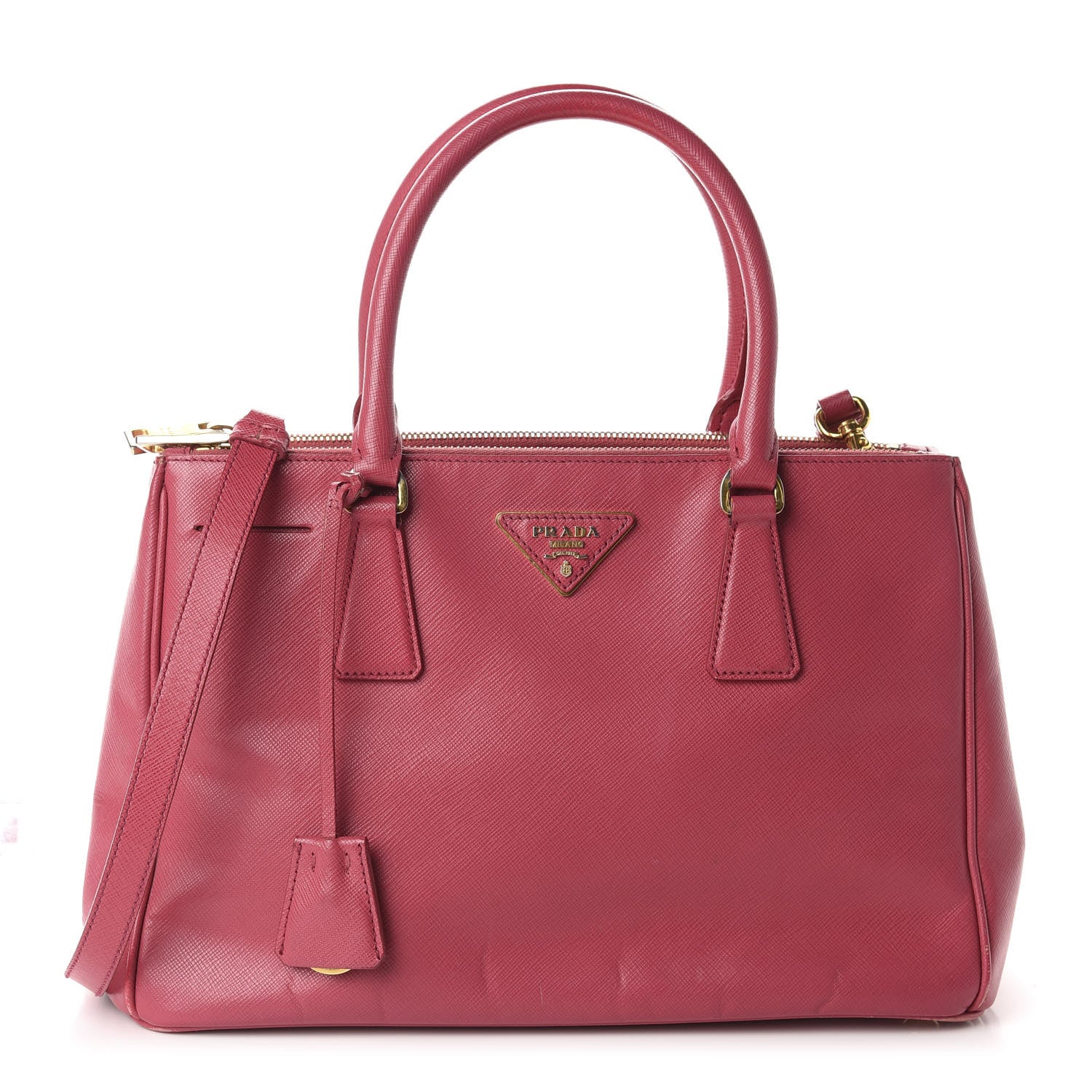 Prada Saffiano Small Galleria Double Zip Tote Fuxia 1 of 16