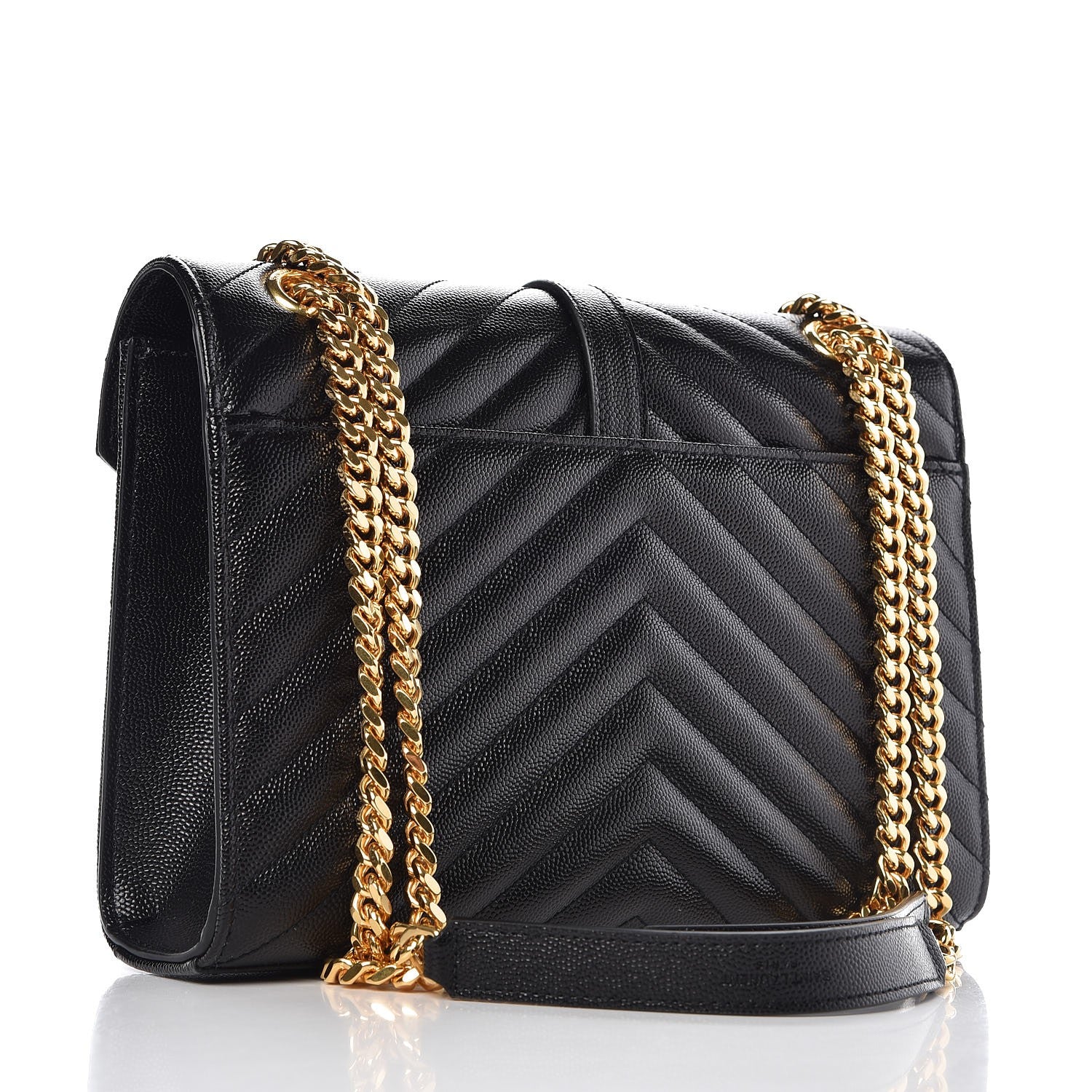 Saint Laurent Grain De Poudre Matelasse Chevron Medium Monogram Satchel Black 4 of 9